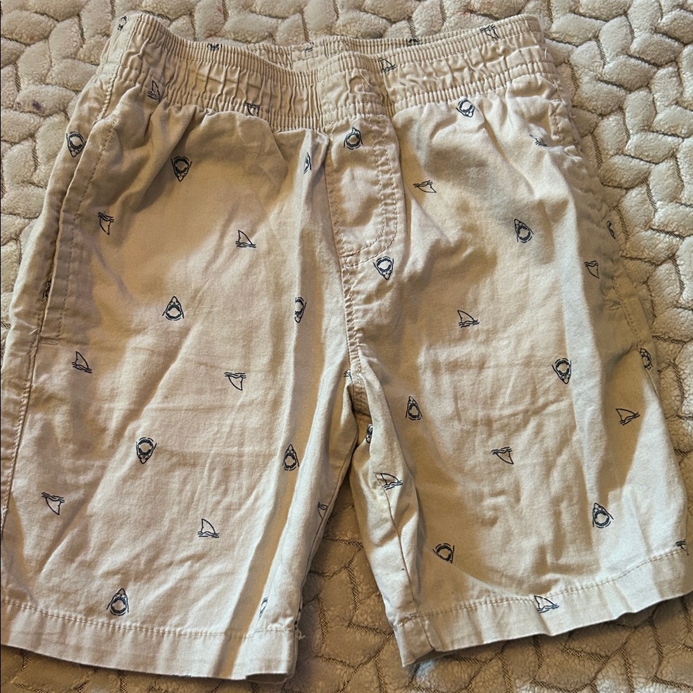 Kids Tan Shorts with Nautical Print